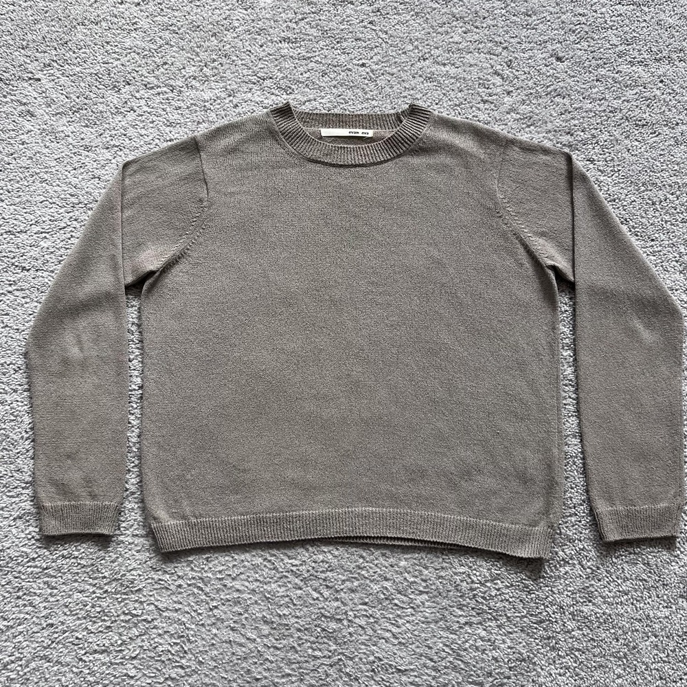 Evam Eva Lily Pullover Lightweight Cotton Sweater Womens 2 Gray Crewneck Japan